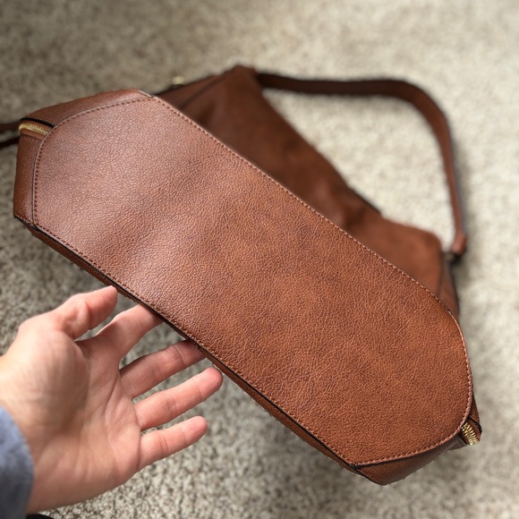 Brand New Realer Hobo Large Brown Faux Leather Bag - Picture 11 of 11